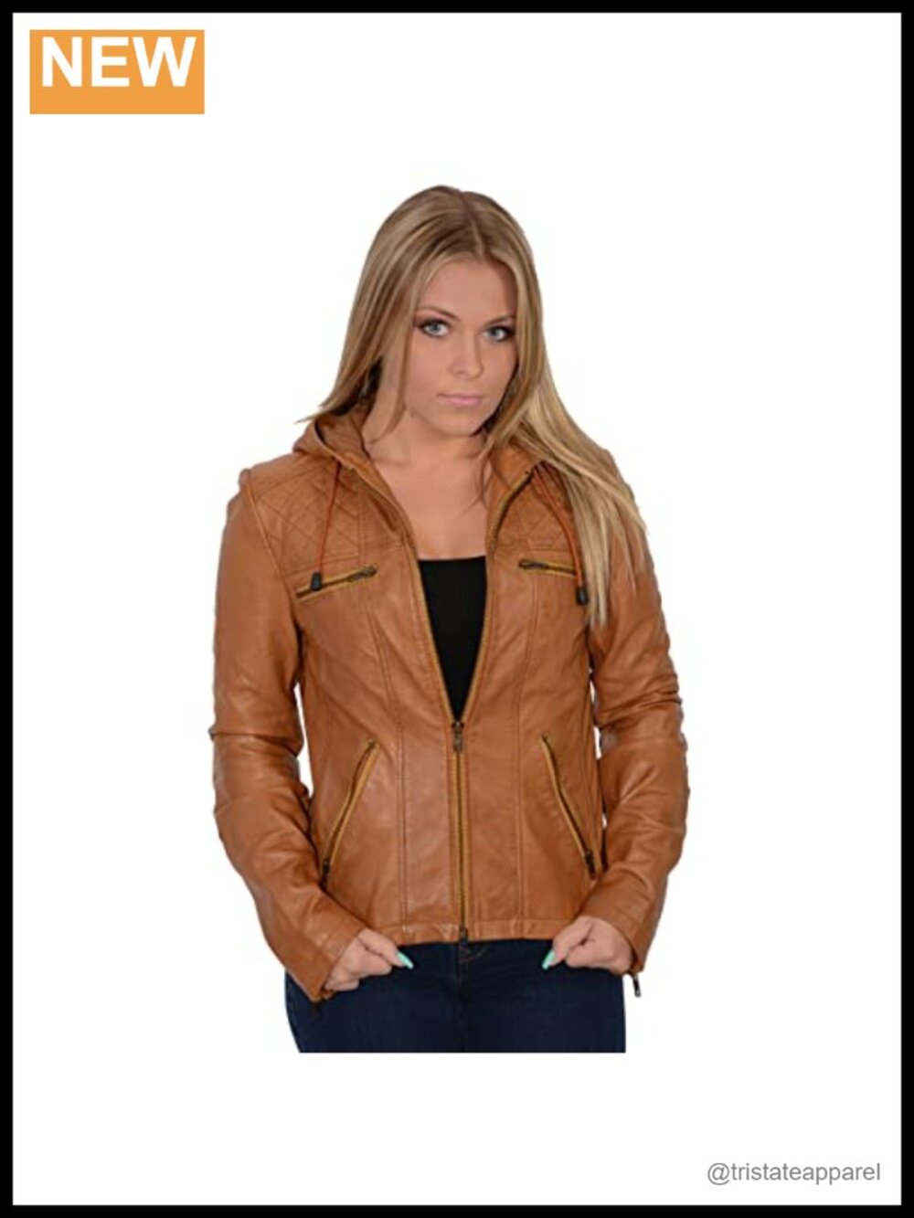 Women's Premium Leather Casual Fashion Jacket with Hoodie
